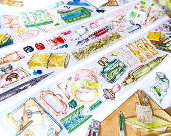 Journal Zubehör PET Band | Mit Trennlage | 50 mm x 5 m Rolle | Gefrostetes Finish | Moderne Schreibwaren Art Bujo, Journaling Decor