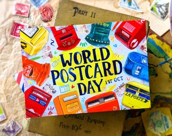 World Postcard Day Postcards | October 1st 2026 Postcrossing Celebration Happy Snail Mail Art Cards