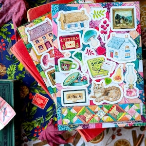 Adesivos para Casa Aconchegante | Conjunto de 2 Folhas de Adesivos | A6 | Diário de Casa Aconchegante, Decoração de Correio Feliz, Objetos Efêmeros Caprichosos, Etiquetas Bujo Artísticas
