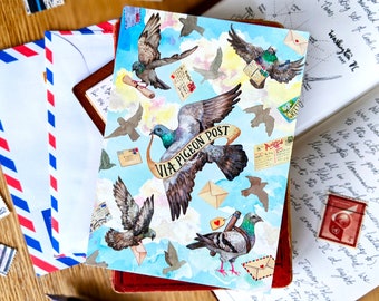 Cartoline postali per piccioni / Set da 1 - 5 / Cartoline postcrossing per piccioni viaggiatori, cartoline artistiche Happy Snail Mail, regali per la scrittura di lettere di penna