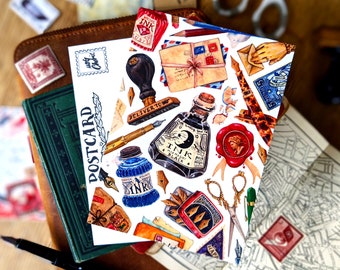 Antikes Briefpapier Postkarten | Set 1- 5 | Vergängliche Vintage Post, Penpal Postcrossing, Schneckenpost Kunst