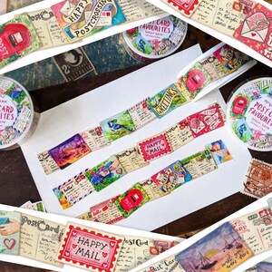 Postcard Favourites Washi Tape 20mm x 10m Paper Tape Roll Happy SnailMail Penpal, Postcrossing, Scrapbook Planner Decor Journal Craft zdjęcie 3