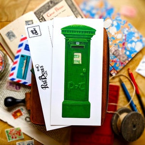 Groen Ierland Postbox Briefkaart | Sets: 1-5 stuks | Serie Brievenbussen van Europa | DL-kunstbriefkaart | Irish Postcrossing, Happy Snail Mail Ephemera