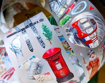 Cinta adhesiva de PET "Un día en Londres" para álbumes de recortes y decoración de diarios (50 mm x 5 m)