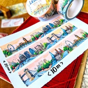Tour Of London Washi Tape 10mm x 10m Roll UK Travel Journal Decoration, British Happy Snail Mail, Postcrossing, City Skyline British Art image 6