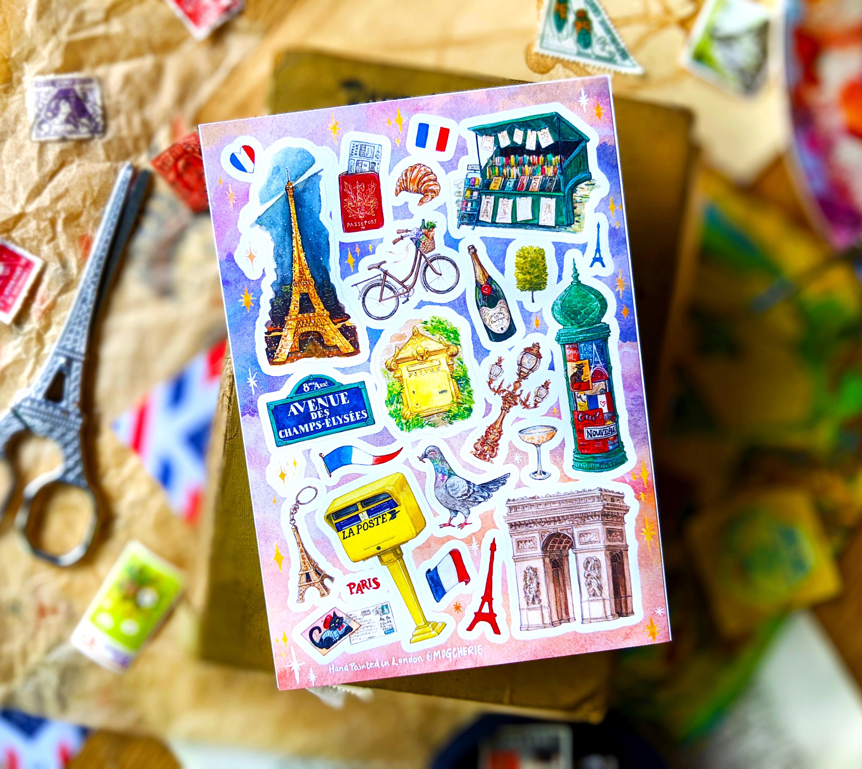 Paris Sticker Set Paris Travel Stickers | 2 Sheet Sticker Set | A6 | France Journal Decor ...
