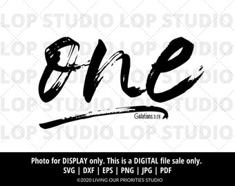 One Galatians 3:28 | Christian T-Shirt Cut File | Digital Cut File | Silhouette | Cricut | SVG, EPS, DXF | Faith Cut Files