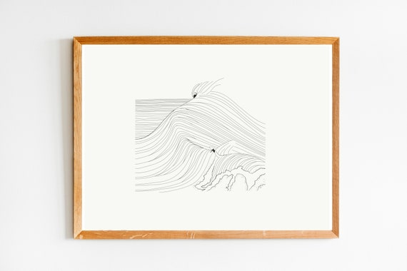 Surf Line Minimalist Art Print Etsy Surf Line Minimalist Art Print Etsy