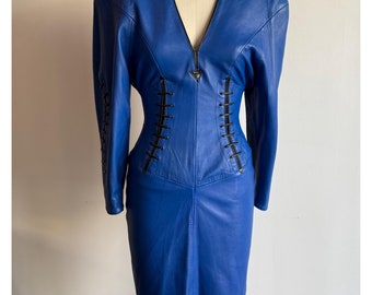 Vestido vintage de cuero North Beach de los años 80