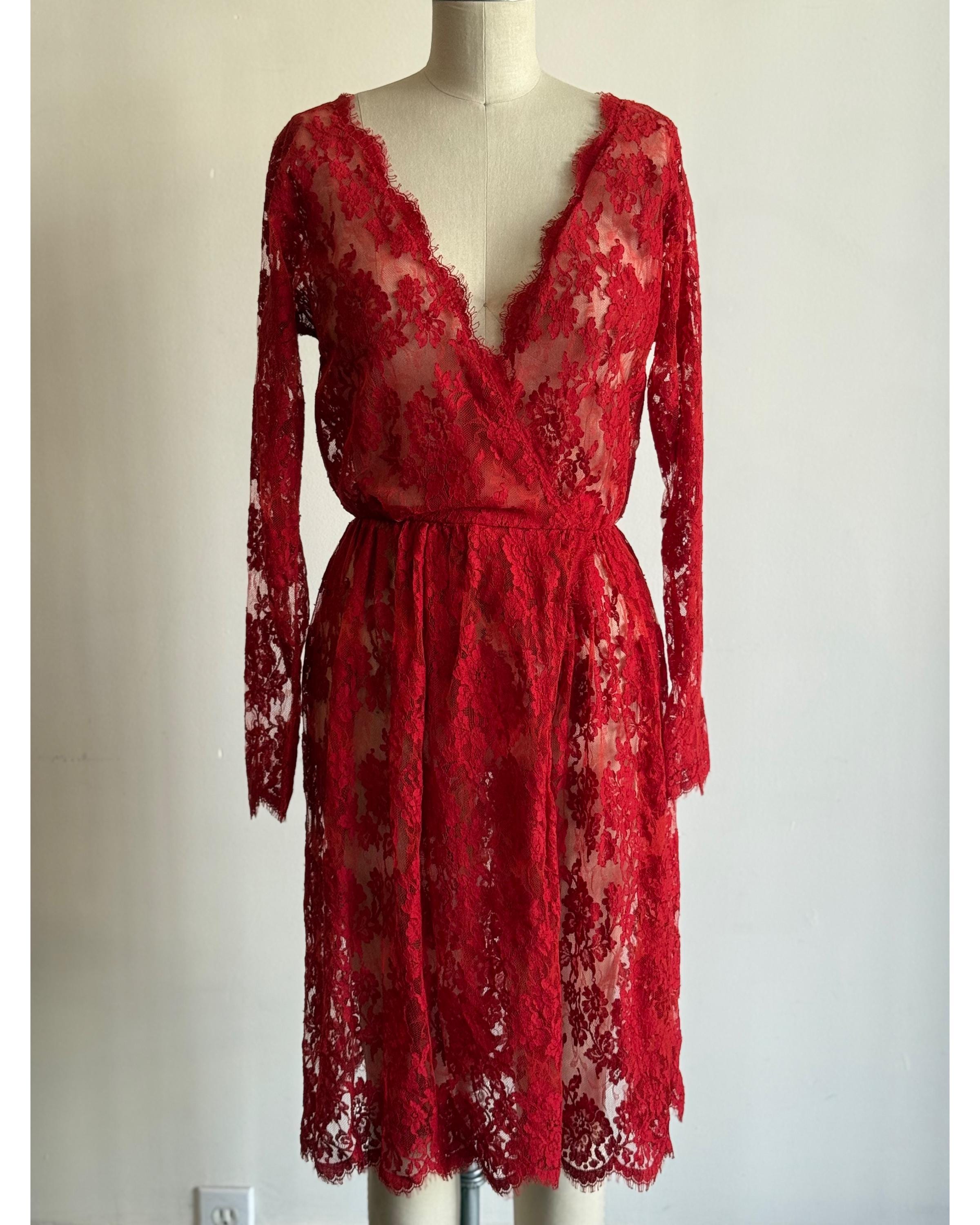Red Lace Dress - Etsy