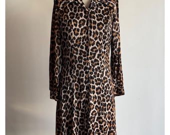 Vestido vintage con estampado de leopardo de los años 70 y 80
