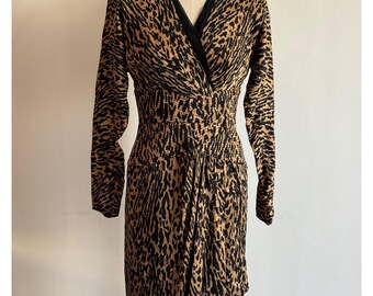 Vintage 1980er Jahre Animal Print Kleid