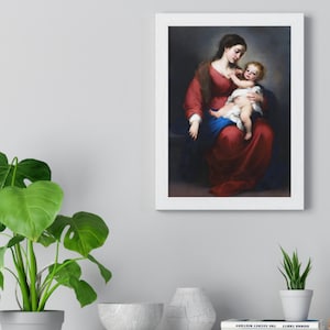 Virgin and Child – Bartolomé Esteban Murillo (1670s) | Classic Religious Art Print | Catholic Wall Decor | Old Master Digital Download