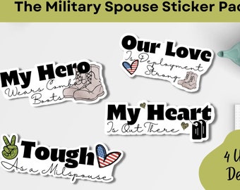 Military Spouse Sticker Pack, Military Spouse Appreciation Gift, Milspouse Merch,  Army Wife, Airforce, Deployment Gift, My Hero, Custom