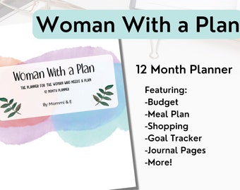 Woman With a Plan, 12-month Blank Planner, Daily To-Do, Back to school, College Planner, Cute Planners, Gift for her, Friend gift, Daughter