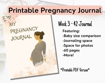 My Pregnancy Journal, Digital Download, Printable PDF, Pregnancy Diary, Baby shower, New Mom, Mother's Day gift, Gift for wife, For friend