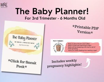 The Baby Planner Printable PDF, Pregnancy Journal, Undated, Habit Tracker, New Mom Gift, Baby Shower Gift, Pink Wife Gift, Baby Tracker