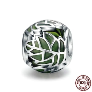 Tree of Life Green Leaves Charms, Enamel Charms for Pandora Bracelet Charm, Pandora Charms, 925 Sterling Silver Charms, Charms Beads, Gifts