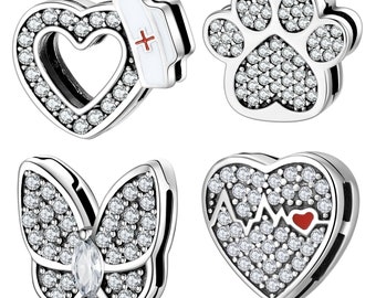 Abalorios JSS de plata de ley 925 / Clips Reflection Infinity Love Árbol de la vida Cuentas de circonita / Abalorios Reflection compatibles con pulseras Pandora.