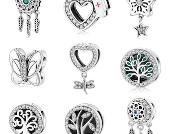 Abalorios JSS Charms Mariposa Árbol de la Vida Corazón Estrella Clips Cuentas Apto para Pulseras de Abalorios Reflections Originales Abalorios Reflection aptos para Pulseras Pandora.