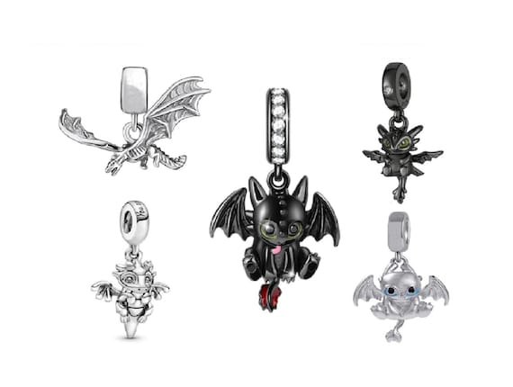 Toothless Dragon Pandora Bracelet Charms, Little Dragon Dangle Charms/Necklace, Sterling Silver Charms Fits European Pandora Bracelet