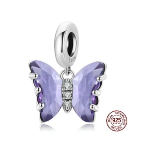 Purple Violet Butterfly Charm Charms for Pandora Bracelet, Pandora Charms, 925 Sterling Silver Charms, Enamel Charms fits Pandora Bracelet