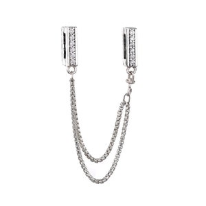 Reflexionen Sicherheitskette Clip Charm, Mesh-Armband Reflexionen Charm, Reflexionen Charm, 925 Sterling Silber für Pandora Charms Armband