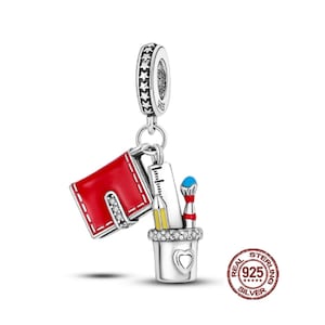 New 2025 Teacher Notebook Stationery Charm for Pandora Bracelet Charms, Dangle Charms for Bracelet,Sterling Silver Charm Women Jewelry Gifts