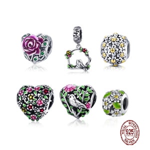 Heart Charms, Tree of life Charm, Bird Charm, Bracelet Charms for Pandora Charms Bracelet, 925 Sterling Silver Charms, Enamel Charms, Gifts