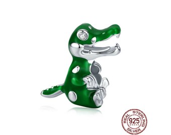 Baby Crocodile Animal Charms, Colgante Esmalte Beads Charms for European Bracelets Charm, 925 Sterling Silver Charms fits Pandora Bracelets