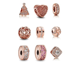 ローズゴールドハートダングルチャーム、ブレスレット用チャーム