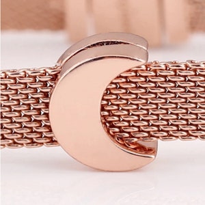 Roségold Mond Clip Charm, Mesh Armband Reflexionen Charm Stopper Reflections Charm, 925 Sterling Silber passt Pandora Charms Armband