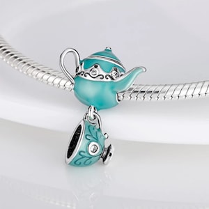 Teacup teapot Charms, Bracelet Charms fits Pandora Charms Bracelet 925 Sterling Silver Charms Dangle Charm,Enamel Charms Women Jewelry Gifts