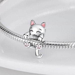 Cute Milk Cat Charms, Bracelet Charms fits Pandora Charms Bracelet 925 Sterling Silver Charms Dangle Charm,Enamel Charms Women Jewelry Gifts