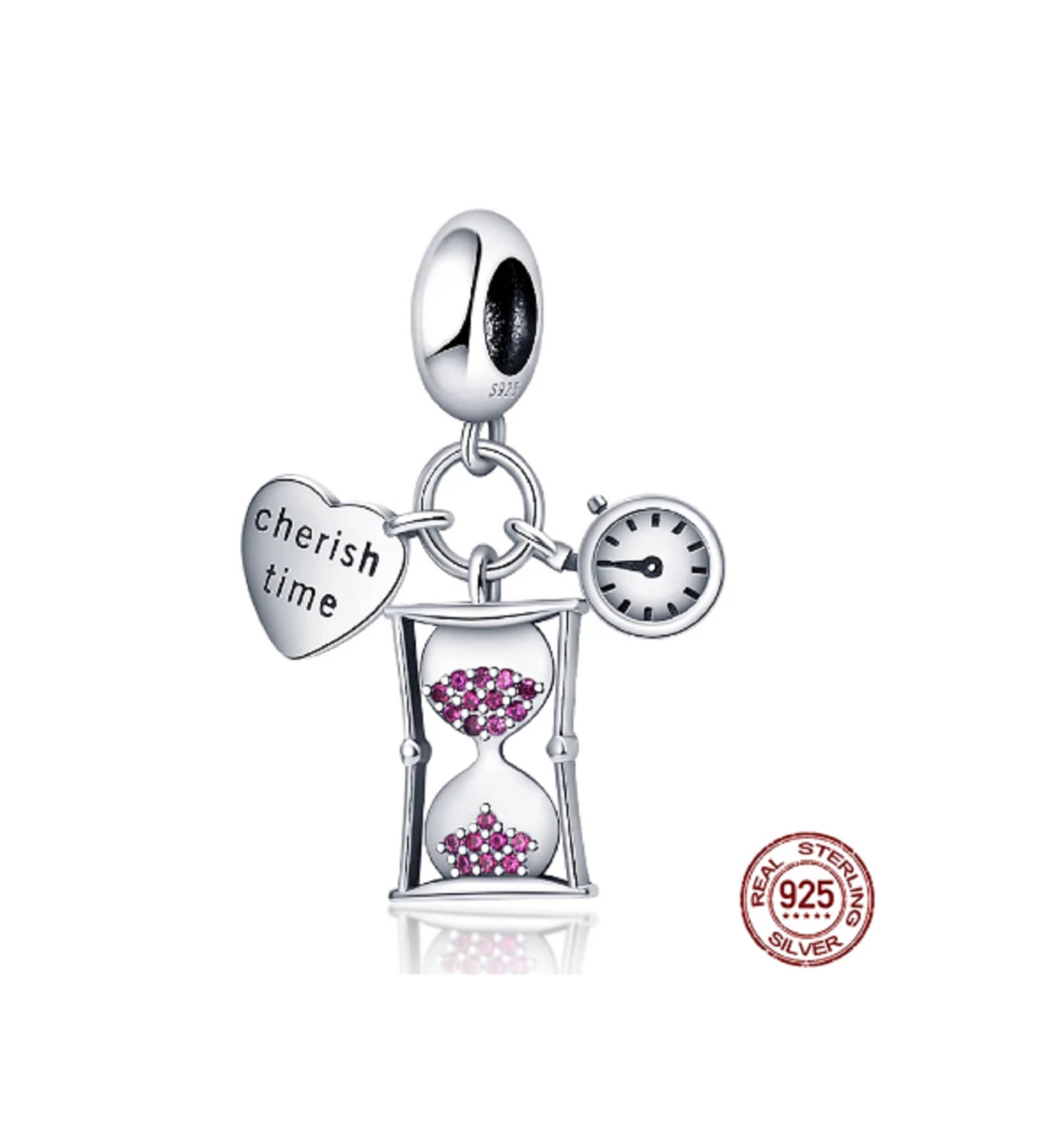 Hourglass Beads Charm for Pandora Bracelet Charms, Time Clock