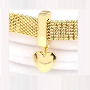 Mesh Armband Reflexions Charm, Floating Heart Love Clip Charm, Reflections Charm, 925 Sterling Silber passt für Pandora Charms Armband