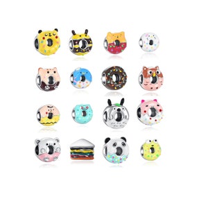 Donuts Sandwich Bracelet Charms, 925 Silver Charms fit for Authentic Pandora and European bracelets, Charms for Bracelet,Jewelry Women Gifts