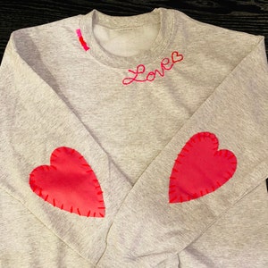 Ultrasuede heart elbow patched crew neck
