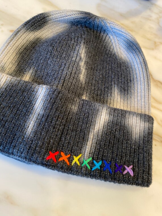 Black \u0026 White Tie Dye Hat With Rainbow 