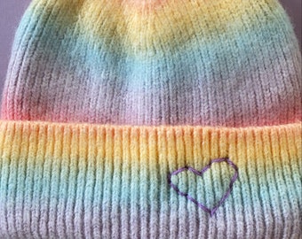 Pastel hombre wool embroidered beanie
