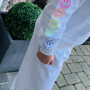 White All Smiles neon hoodie
