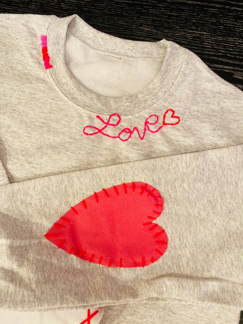 Ultrasuede heart elbow patched crew neck