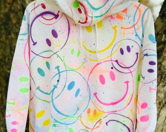 YOUTH hand painted smiles hoodie