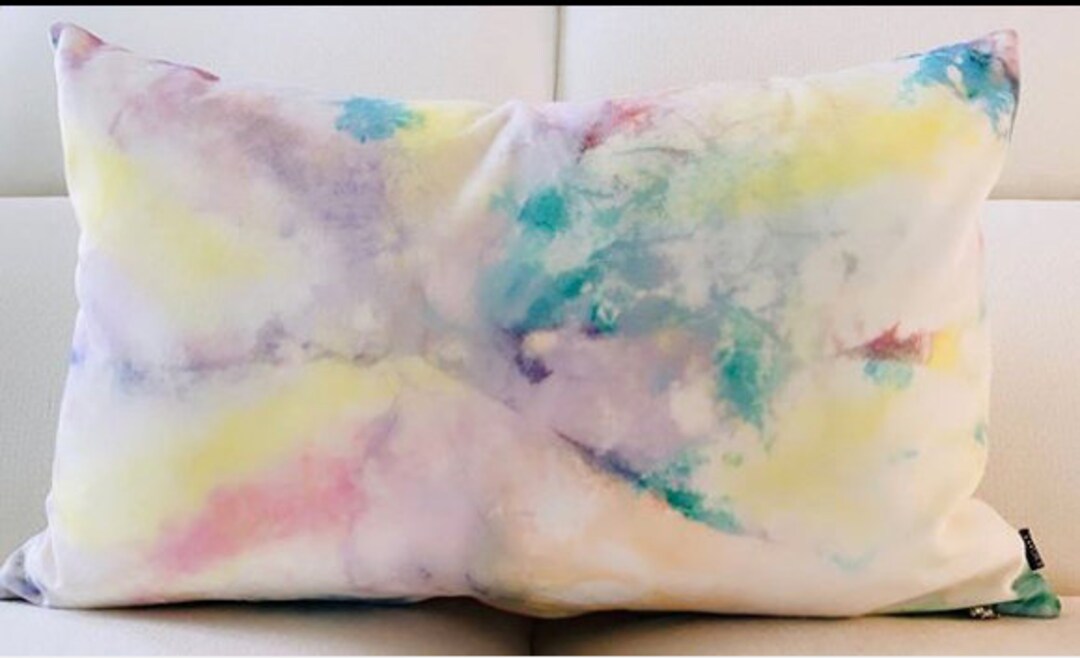 Cotton Velvet Pastel Tie Dye Lumbar Pillow Etsy