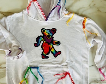 Grateful bear embroidered hoodie