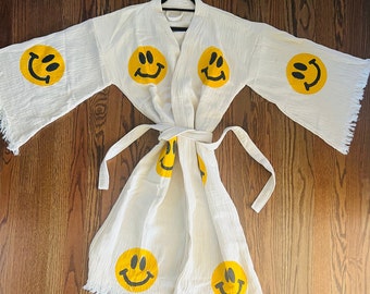 Turkish cotton hand painted smile robe