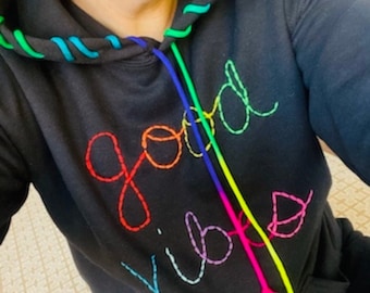 Good vibes rainbow cord hoodie