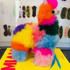 beautiful limited edition hand made alpaca rainbow Llama