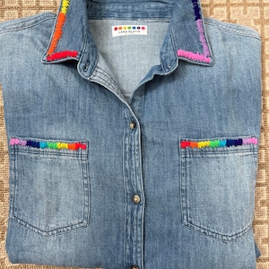 Over the Rainbow denim button down
