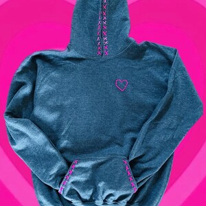 X stitched heart hoodie
